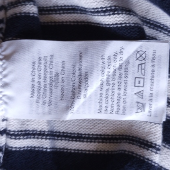 J Crew Mens T-shirt Sz L Long Sleeve Striped Blue Cream Fall Winter Basic Cotton - Picture 6 of 8